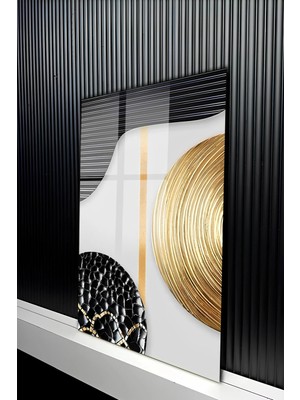 KutuTR Modern Soyut Geometrik Tasarımlı Temperli Cam Tablo 50X70 cm 2d Uv Baskı - YCT512