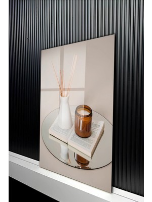 KutuTR Minimalist Naturel Dekoratif Mum ve Kitap Temalı Temperli Cam Tablo 50X70 cm 2d Uv Baskı - YCT316
