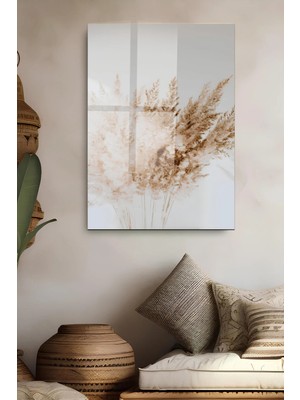 KutuTR Pampas Otu ve Doğal Bitki Temalı Temperli Cam Tablo 50X70 cm 2d Uv Baskı - YCT528