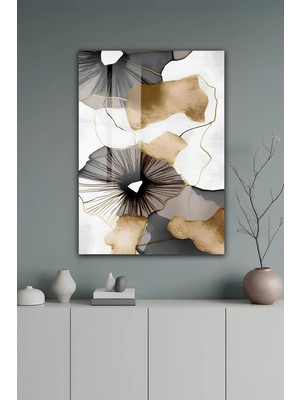 KutuTR Modern Soyut Tasarımlı Mermer Dokulu Temperli Cam Tablo 50X70 cm 2d Uv Baskı - YCT522