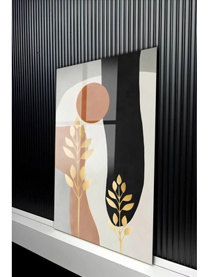 KutuTR Modern Soyut Boho Tasarımlı Temperli Cam Tablo 50X70 cm 2d Uv Baskı - YCT520