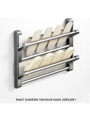 Microcase 2 Bölmeli Metal Duvara Monte Katlanabilir Terlik Ayakkabı Standı 30 cm 1 Adet AL5464