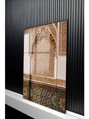 KutuTR Islami Mimari Detaylı Mağrip Tarzı Motifli Temperli Cam Tablo 50X70 cm 2d Uv Baskı - YCT498