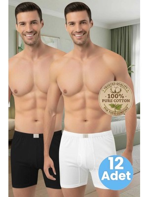 Uniquetrenders  Erkek %100 Pamuklu 12'li Süprem Kumaş Penye Boxer