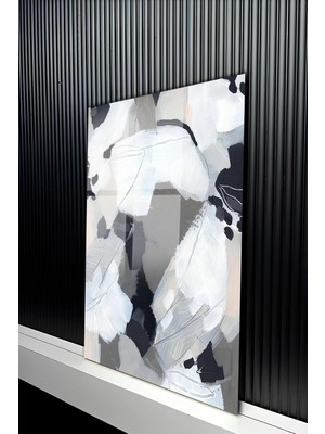 KutuTR Modern Soyut Fırça Darbesi Temperli Cam Tablo 50X70 cm 2d Uv Baskı - YCT434