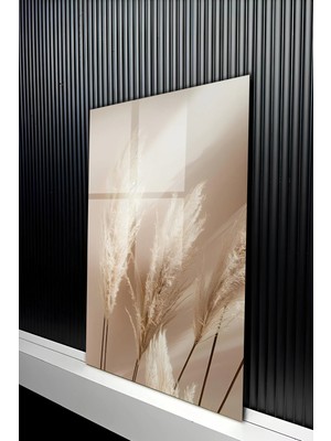 KutuTR Modern Naturel Pampas Otu Tasarımlı Temperli Cam Tablo 50X70 cm 2d Uv Baskı - YCT419