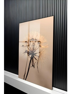 KutuTR Modern Karahindiba ve Su Damlası Tasarımlı Temperli Cam Tablo 50X70 cm 2d Uv Baskı - YCT413