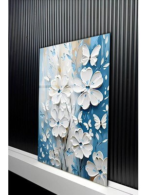 KutuTR Minimalist Çiçek Bahçesi Tasarımlı Temperli Cam Tablo 50X70 cm 2d Uv Baskı - YCT377