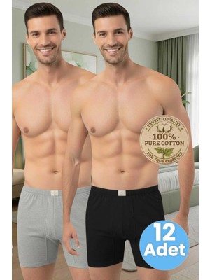 Uniquetrenders  Erkek %100 Pamuklu 12'li Süprem Kumaş Penye Boxer