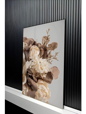 KutuTR Beyaz Şakayık ve Pastel Tonlu Floral Temperli Cam Tablo 50X70 cm 2d Uv Baskı - YCT465