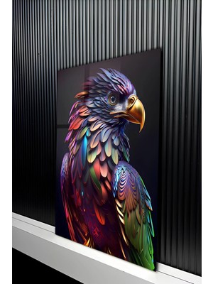 KutuTR Modern Rengarenk Kartal Portresi Temperli Cam Tablo 50X70 cm 2d Uv Baskı - YCT456