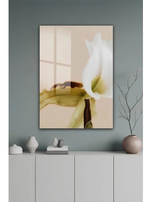 KutuTR Modern Pastel Tonlu Egzotik Çiçek Temperli Cam Tablo 50X70 cm 2d Uv Baskı - YCT471