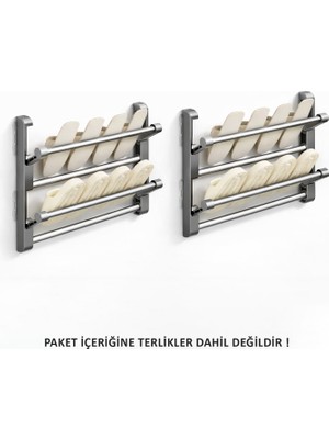 Microcase 2 Bölmeli Metal Duvara Monte Katlanabilir Terlik Ayakkabı Standı 30 cm 2 Adet AL5464