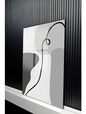 KutuTR Modern Soyut Çizgi Sanatı Temperli Cam Tablo 50X70 cm 2d Uv Baskı - YCT431