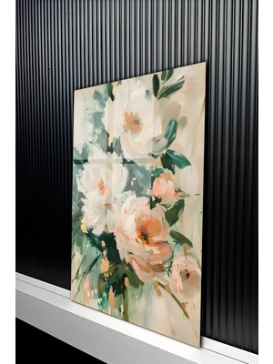 KutuTR Lüks Sanatsal Çiçek Bahçesi Figürlü Temperli Cam Tablo 50X70 cm 2d Uv Baskı - YCT410