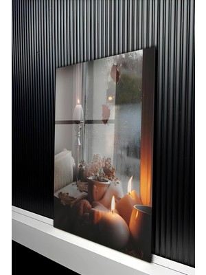 KutuTR Sonbahar ve Kitap Keyfi Tasarımtemperli Cam Tablo 50X70 cm 2d Uv Baskı - YCT453