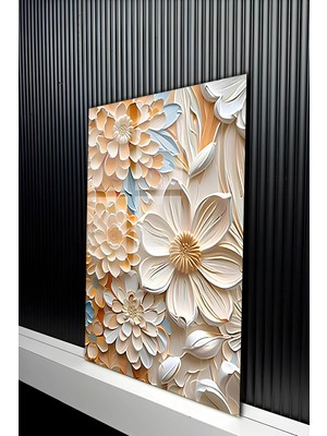 KutuTR Pastel Tonlu Çiçek Bahçesi Tasarımlı Temperli Cam Tablo 50X70 cm 2d Uv Baskı - YCT368