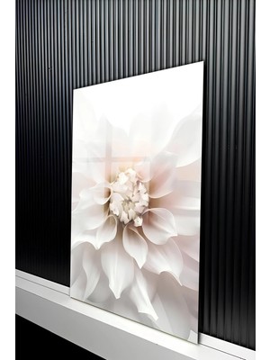 KutuTR Modern Beyaz Yıldız Çiçeği Temalı Temperli Cam Tablo 50X70 cm 2d Uv Baskı - YCT331
