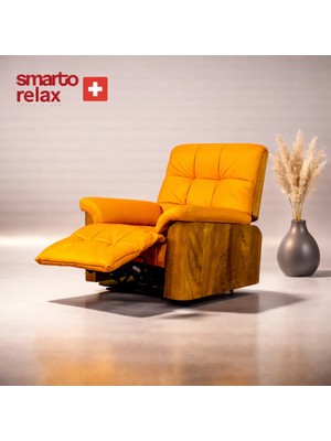 Smarto Relax Tv Koltuğu Berjer – Berlin Serisi, Elektrikli Kademeli Sırt Dayama, Ergonomik Tasarım,gerçek  Deri , Dekoratif Tekli Koltuk (Salon/oturma Odası)