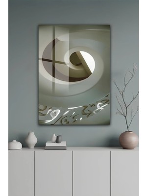 KutuTR Modern Minimal Soyut Spiral Form Desenli Temperli Cam Tablo 50X70 cm 2d Uv Baskı - YCT551