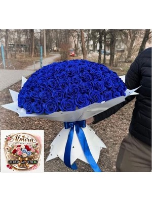 Solmayan Gül Buketi Lacivert 50 Adet