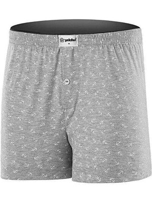 Yıldız Çamaşır 43 Erkek Premium Seri Çapa Desenli Pamuklu Penye Havlu Bel Rahat Düğmeli Boxer