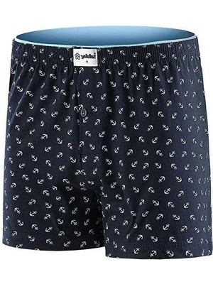 Yıldız Çamaşır 43 Erkek Premium Seri Çapa Desenli Pamuklu Penye Havlu Bel Rahat Düğmeli Boxer