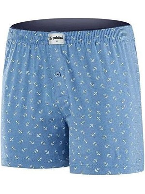 Yıldız Çamaşır 43 Erkek Premium Seri Çapa Desenli Pamuklu Penye Havlu Bel Rahat Düğmeli Boxer