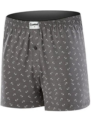 Yıldız Çamaşır 43 Erkek Premium Seri Çapa Desenli Pamuklu Penye Havlu Bel Rahat Düğmeli Boxer