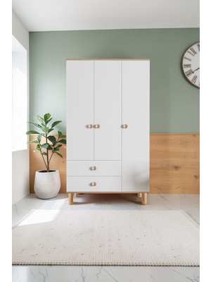 İmbaş Buğlem 3 Kapaklı 2 Çekmeceli Gardırop