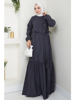 inStyle Kuş Gözü Detaylı Modal Antrasit Elbise