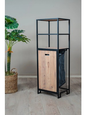 Evle Kirli Sepetli Banyo Dolabı 3 Raflı Metal Düzenleyici Modern Çamaşır Sepetli Organizer Raf