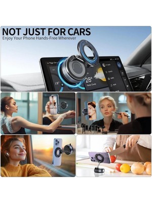 Evinizin Vitrini Telefon Tutucu - Mıknatıslı Araç Içi Vantuzlu 360° Döner Güçlü Vakumlu Oto Telefon Standı