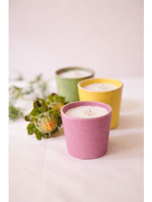 Doğala Bahar Üçlüsü Soya Mum Seti – 3’lü Renkli Dekoratif Mum / Birlikte Daha Uyguh