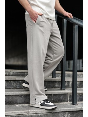 Madmext Boyalı Gri Bol Paça Erkek Eşofman Altı E6587