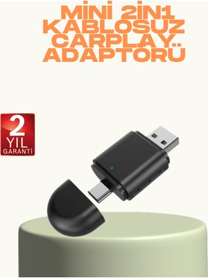 İntora Kablosuz Carplay ve Android Auto Adaptörü – Usb-A & Type-C Girişli Akıllı Dönüştürücü