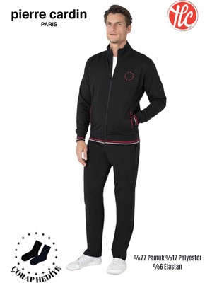 Pierre Cardin Erkek Regular Fit Pamuklu Fermuarlı Çizgi Detay Likralı Eşofman Takımı