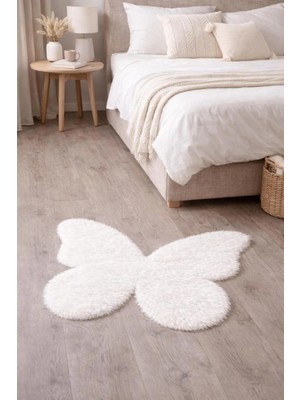 Saymine Kuzu Post Peluş Süet Taban Ince Kelebek Halı - Yumuşak Dokulu Tüy