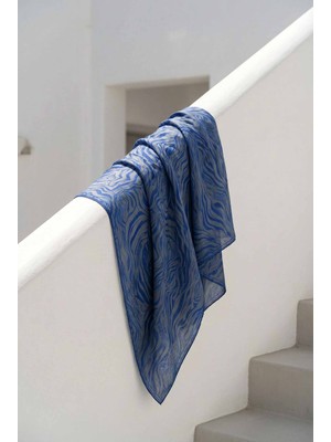 Aleys Pamuk Karışımlı Eşarp Füme Zebra Desen Soft Dokulu Kaymaz 90X90