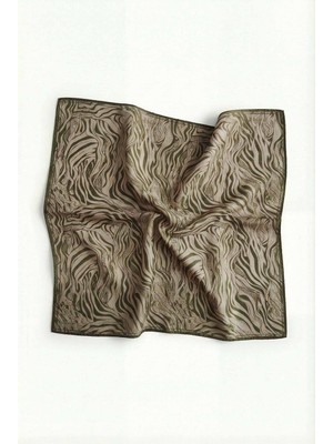 Pamuk Karışımlı Eşarp Koyu Vizon Zebra Desen Soft Dokulu Kaymaz 90X90