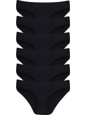 Arma Yıldız Kız Çocuk Külot Siyah %100 Pamuklu 6'lı Paket