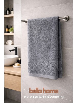 Bella Home 90X150 cm Kısmi Kadife Banyo Havlusu | 1 Adet | %100 Pamuk | Yumuşak Dokulu | Zarif & Konforlu
