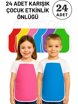 Morlay 24 Adet Çocuklar Için Renkli Etkinlik Boyama Önlükleri - Su Geçirmez ve Dayanıklı & 30X50 cm