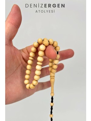 Deniz Ergen Tesbih Sertifikalı Sarı Ağaç Sistem Püsküllü 8mm Küre Tesbih
