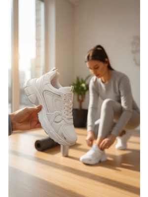 Enoch Kadın Bağcıklı Fileli Yüksek Taban Spor Ayakkabı