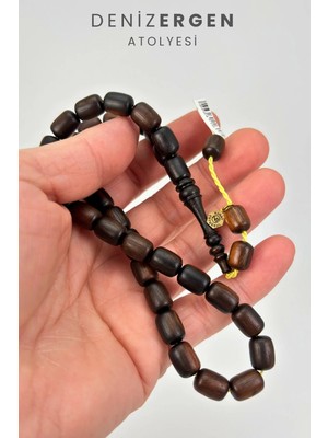 Deniz Ergen Tesbih Abanoz Ağacı Orjinal Sertifikalı Kapsül Kesim Sistem Püsküllü 8.5 x 12 Tesbih