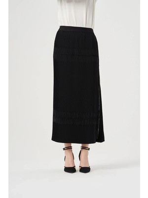 Misswhence Piliseli Yandan Fermuarlı Etek Siyah 39921