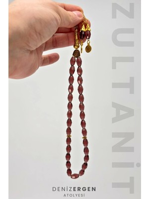 Deniz Ergen Tesbih Zultanit Tesbih Renk Değiştiren 33LÜ 8 x 12 Sultan Taşı Sultanit Tespih Diaspor Erkek Hediyelik