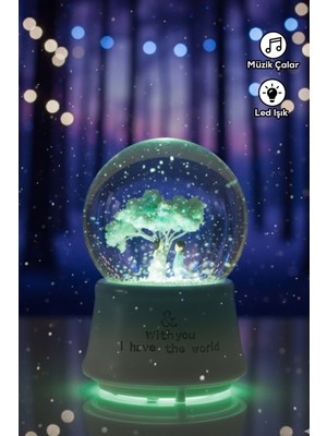 Saravita Hayat Ağacı ve Iki Sevgili Temalı Orta Boy Kar Küresi Müzikli LED Işıklı Romantik Dekoratif Hediye