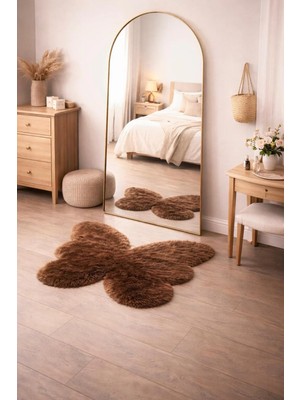 Saymine Kuzu Post Peluş Süet Taban Ince Kelebek Halı - Yumuşak Dokulu Tüy